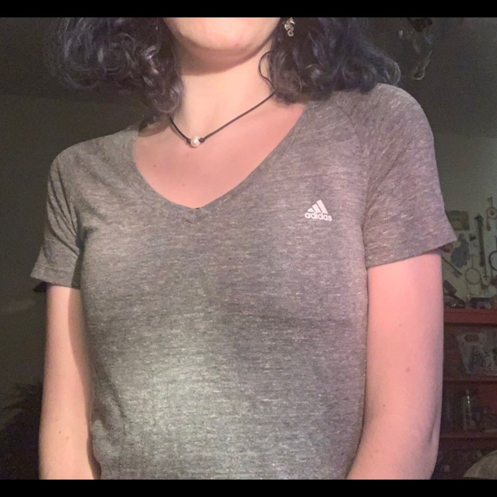 Gray Adidas vneck shirt